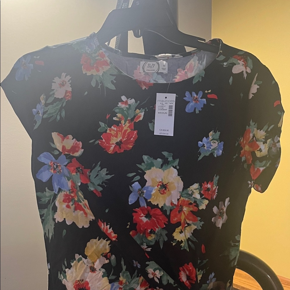 Maurices Floral Maxi Dress - Black with Multicolor Flowers